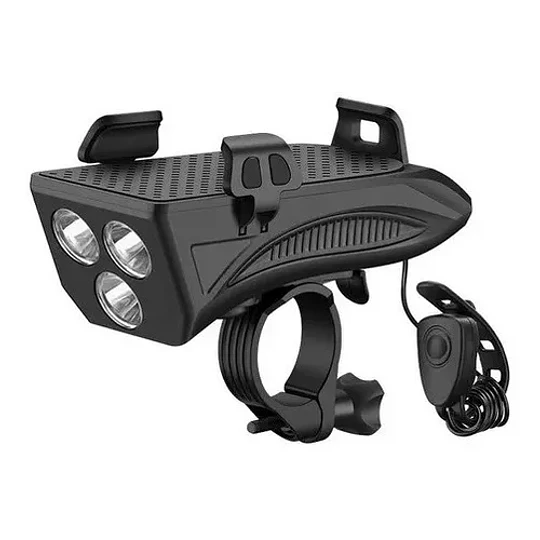 Soporte Celular Luz + Bocina Usb Recargable Bicicleta