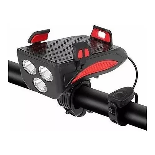 Soporte Celular Luz + Bocina Usb Recargable Bicicleta