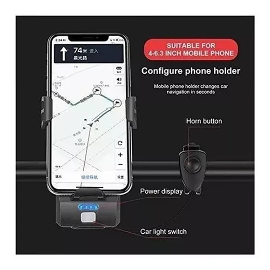 Soporte Celular Luz + Bocina Usb Recargable Bicicleta
