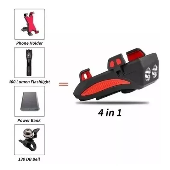 Soporte Celular Luz + Bocina Usb Recargable Bicicleta
