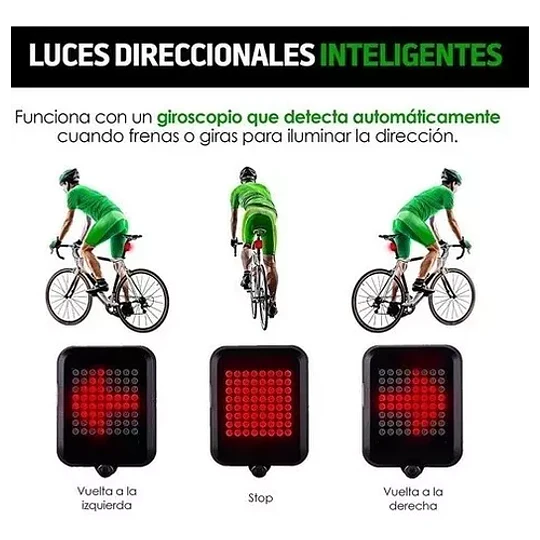 Luz De Bicicleta Led Trasera Inteligente Control Direccional