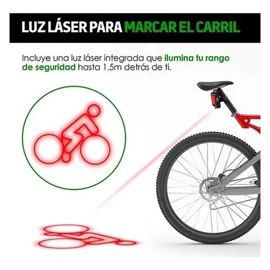 Luz De Bicicleta Led Trasera Inteligente Control Direccional
