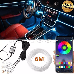 Tira De Luces Led De Neón Rgb Interior Auto 12v Bluetooth