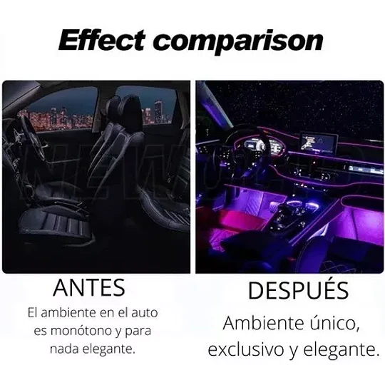 Tira De Luces Led De Neón Rgb Interior Auto 12v Bluetooth