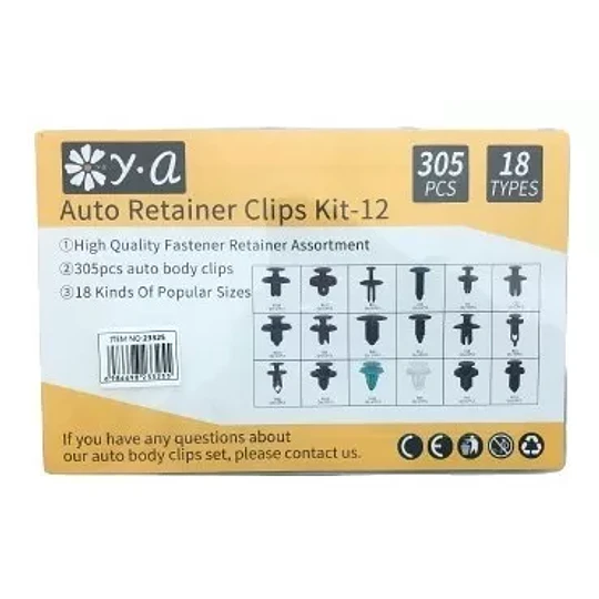 Kit 305 Clip Broche Retencion Plastico Auto Cod 23325