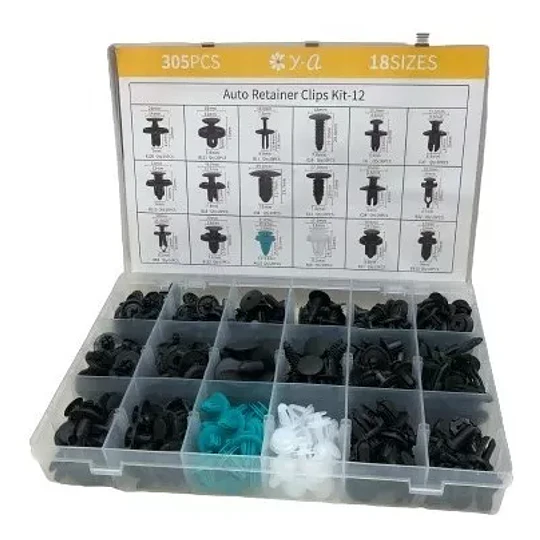 Kit 305 Clip Broche Retencion Plastico Auto Cod 23325