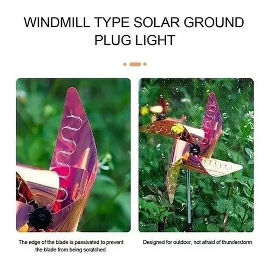 2pcs Luces De Molino De Viento Solar Jardín Al Aire Libre