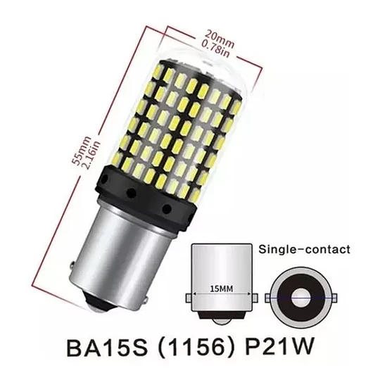Par Ampolletas Led 1156 Contacto Simple Luz Blanca