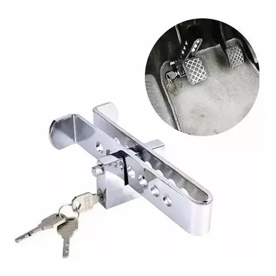 Traba Pedal + Candado + 2 Llaves Seguridad Auto Antirobo