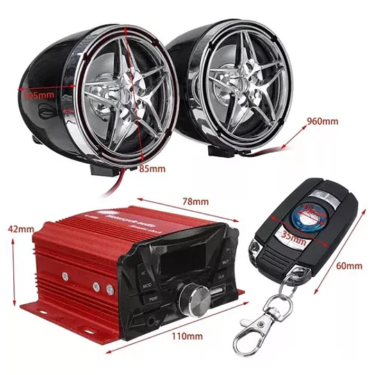 Altavoz Bluetooth Para Motocicleta Subwoofer Antirrobo