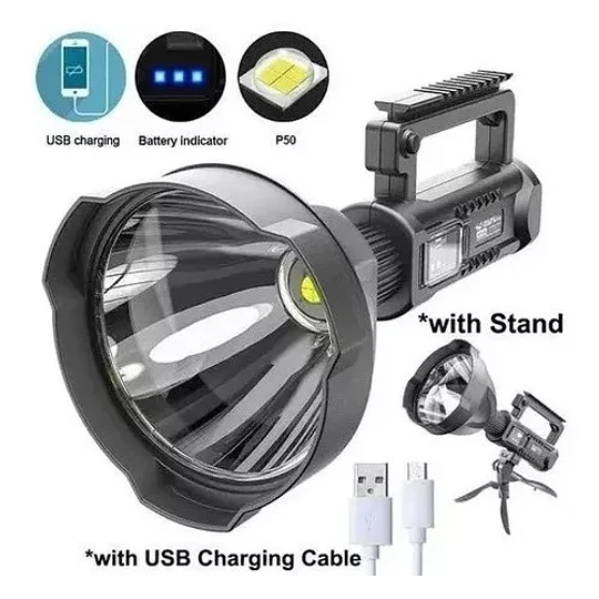 Foco Linterna Led Largo Alcance 700metros + Usb + Trípode