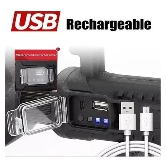 Foco Linterna Led Largo Alcance 700metros + Usb + Trípode