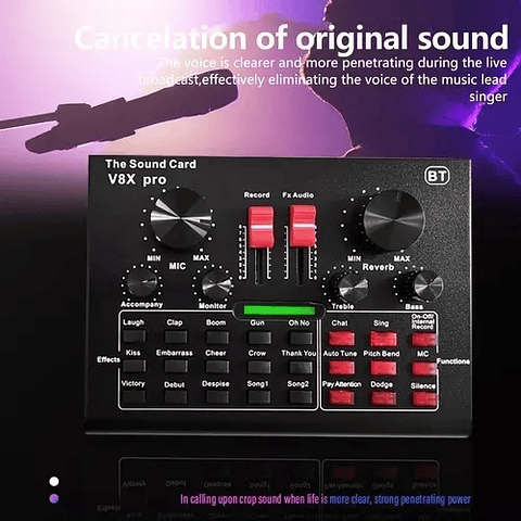 V8x Pro Live Sound Card 15 Efectos De Sonido Set De Micrófon