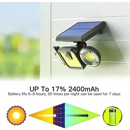 Foco Led Solar 3 Cabezas Giratorias Lupa Amplificada Sensor