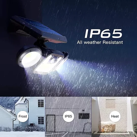 Foco Led Solar 3 Cabezas Giratorias Lupa Amplificada Sensor