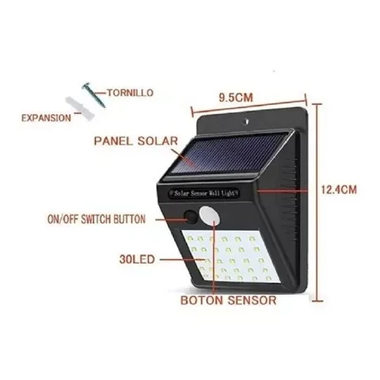 Foco Led Solar Exterior 30led- Cod 21833 10W