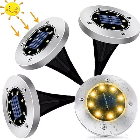Pack X4 Luz Led Solar Con Estaca Exterior Jardin