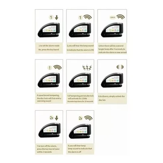 Candado Freno Disco Moto Alarma Bloqueo Antirrobo Xl