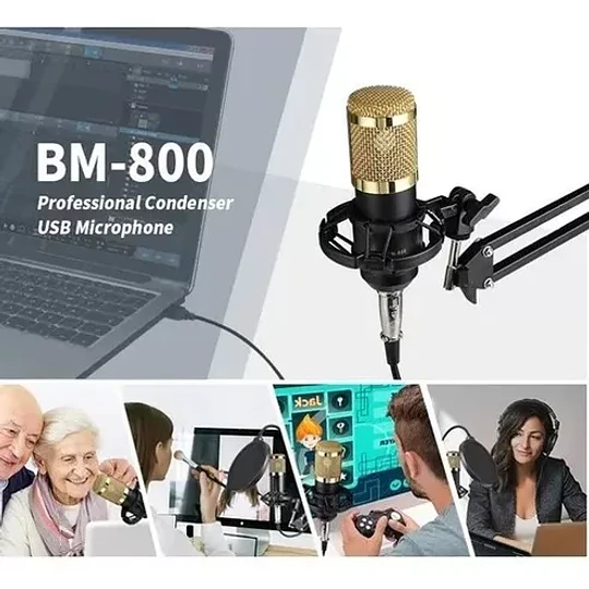 Kit Micrófono Estudio Condensador Profesional Soporte Brazo