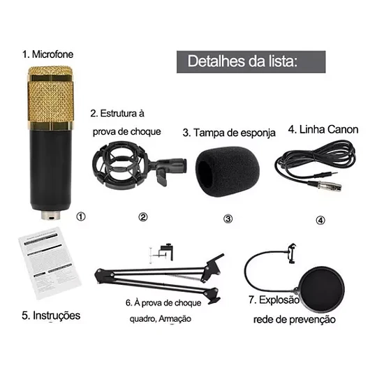 Kit Micrófono Estudio Condensador Profesional Soporte Brazo
