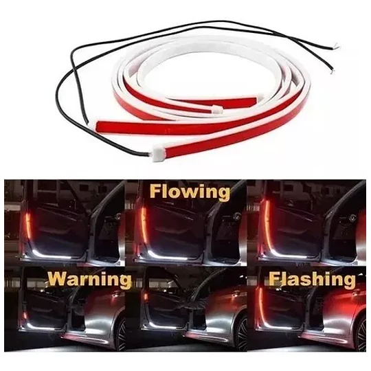 Par Tira Led Blanco/rojo 1.2 Metros Advertencia Puerta Auto