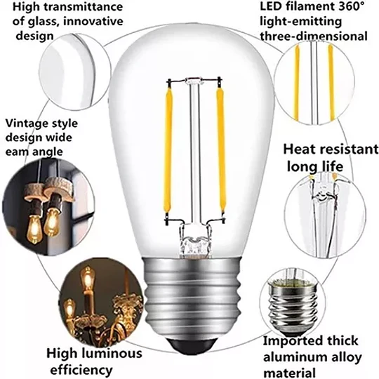 Bombilla De Cristal G45 E27 Luz Led