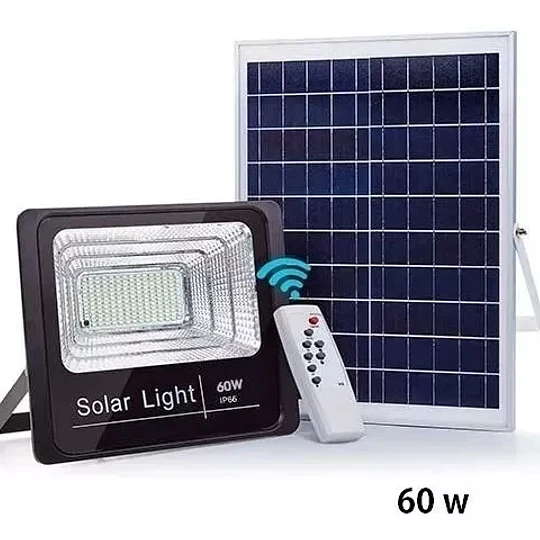 Foco Led 60 Watts Con Panel Solar Y Control Remoto