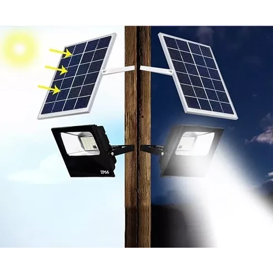 Foco Led 60 Watts Con Panel Solar Y Control Remoto