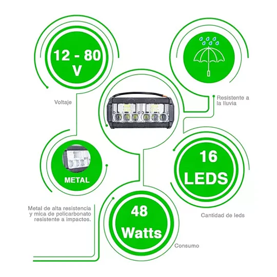 Faros Barra 16 Led Lupa Dual Auxiliar Jeep 4x4