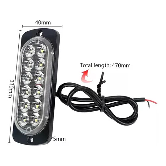 Barra Luz 12 Led Estrobo Autos 36 Watt Blanca 12v 24v