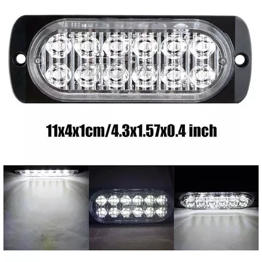 Barra Luz 12 Led Estrobo Autos 36 Watt Blanca 12v 24v