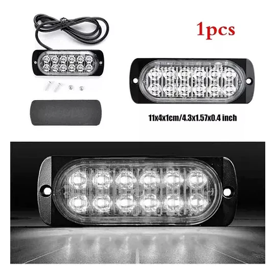 Barra Luz 12 Led Estrobo Autos 36 Watt Blanca 12v 24v
