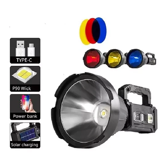 Linterna Led Solar Lentes Colores Led De Emergencia