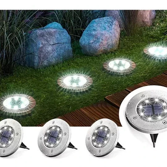 Pack X4 Luz Led Solar Con Estaca Exterior Jardin