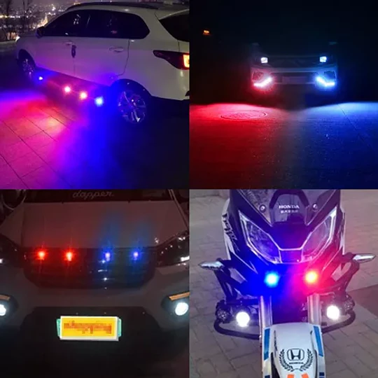 X4 Ojo De Águila Destellante Con Control Rojo-azul 12v Auto