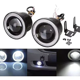Par Focos Neblineros Led Ojos De Ángel 89mm Blanco + Blanco