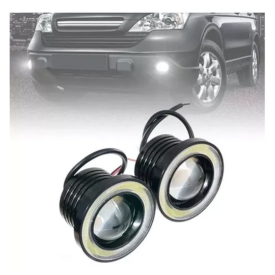 Par Focos Neblineros Led Ojos De Ángel 89mm Blanco + Blanco