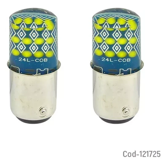 Luz X 24 Led Cob Luz Blanca, 2 Contactos, 12 Volt, El Par.