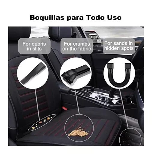 Aspiradora Para Auto 12v, Filtro Lavable Potente Con Luz Led