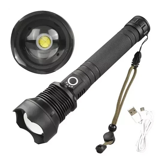 Potente Linterna Led P90 De Carga Usb Aleación De Aluminio