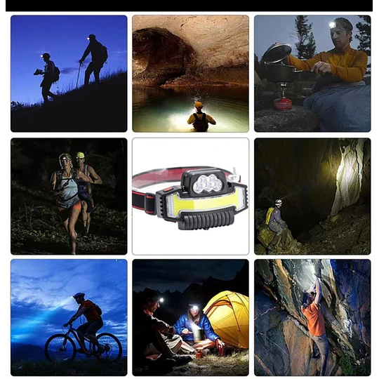 Linterna Frontal Led Brillante Luz Camping Lampara De Cabeza