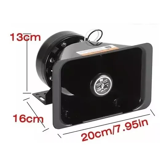 Bocina Policial 200wt Sirena Carabinero 9 Tonos Megáfono