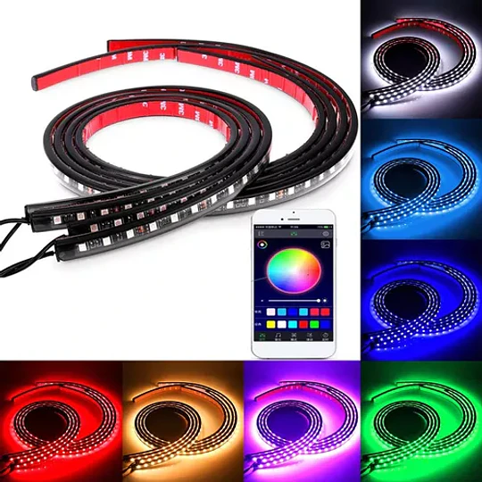 Kit Luz De Chasis Bluetooth Auto Luz De Piso Rgb Colores Rgb