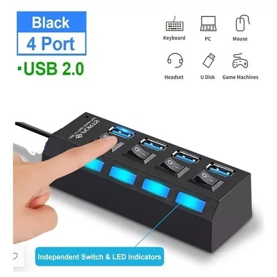 Multipuerto Hub 4 Usb Extension 4 Puertos Extensor Botones