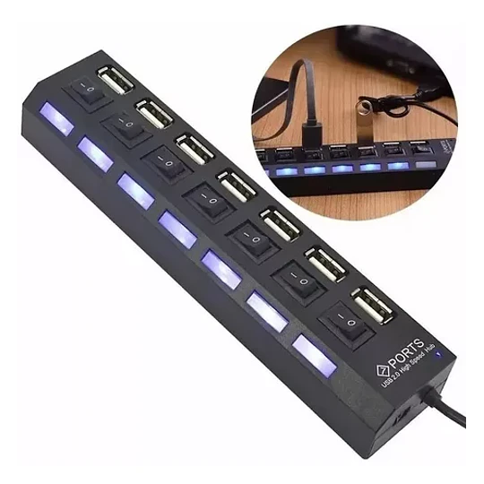 Multipuerto Hub 7 Usb Extension 7 Puertos Extensor Botones