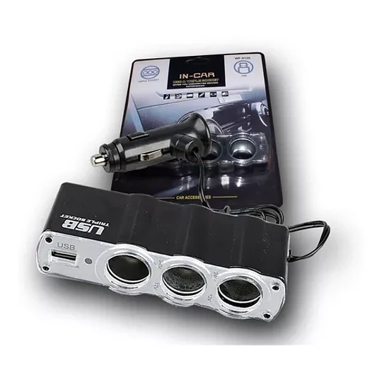 Multicargador 3 Cigarrera 12v 24v 1 Usb 5v Hub Carro Adapta