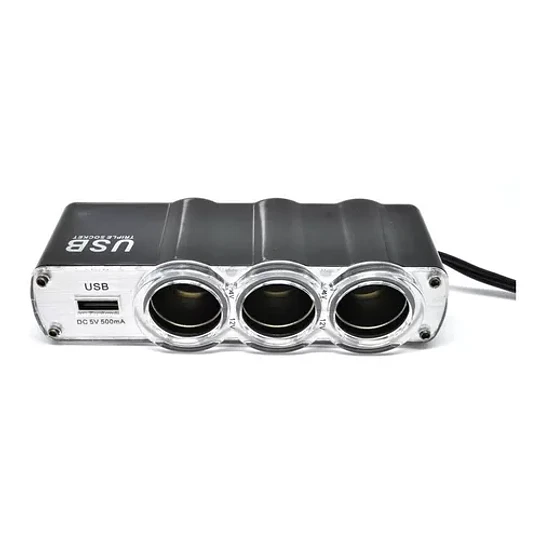 Multicargador 3 Cigarrera 12v 24v 1 Usb 5v Hub Carro Adapta