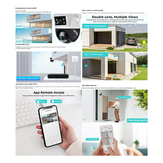 Camara Seguridad Ptz Ir 2k 4.0 Megapixeles De Doble Lente