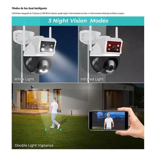 Camara Seguridad Ptz Ir 2k 4.0 Megapixeles De Doble Lente