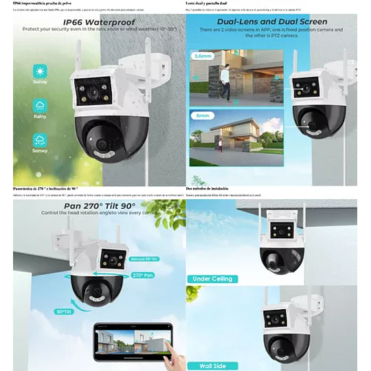 Camara Seguridad Ptz Ir 2k 4.0 Megapixeles De Doble Lente